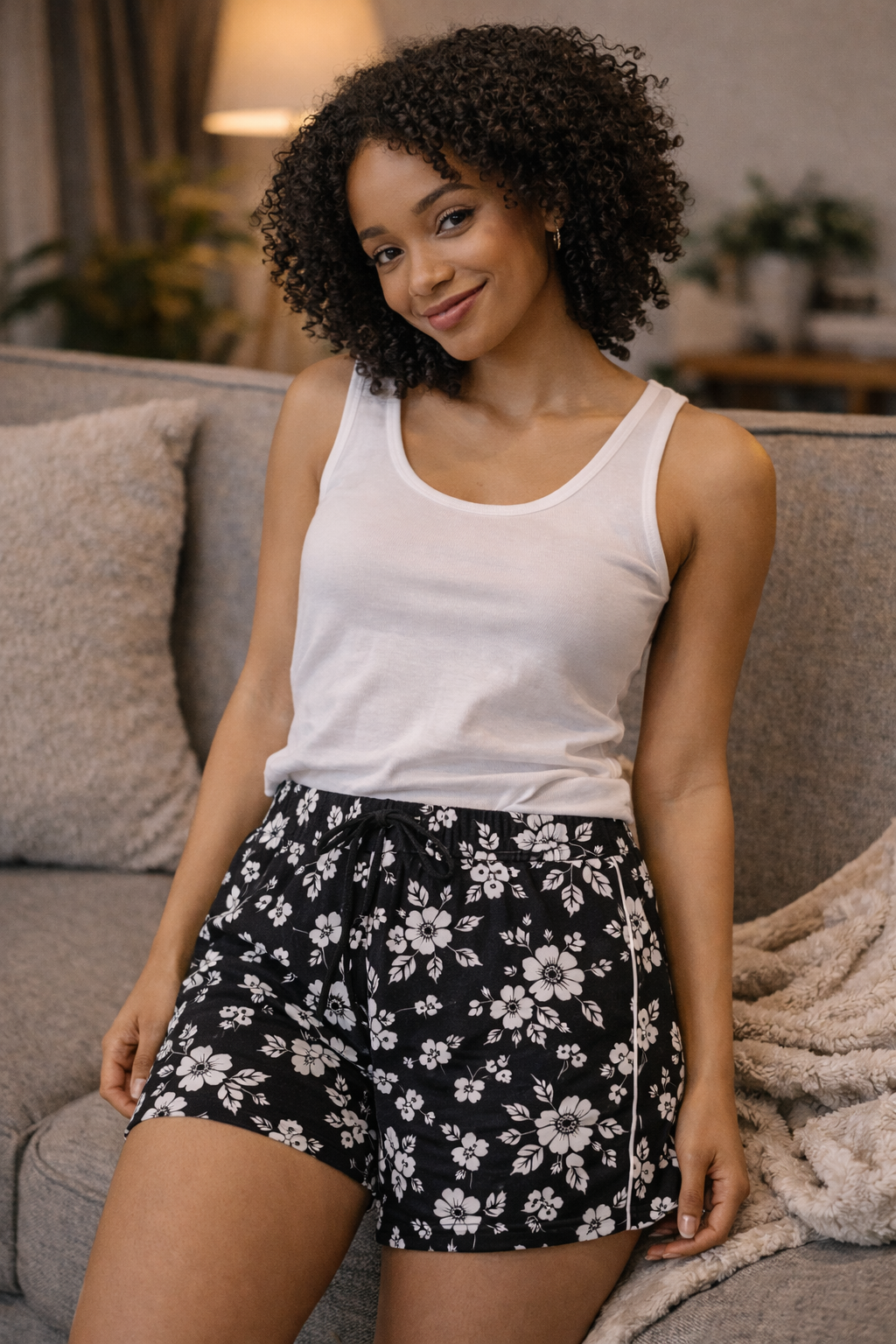 Floral Sensory Pajama Shorts for Baby Bonding