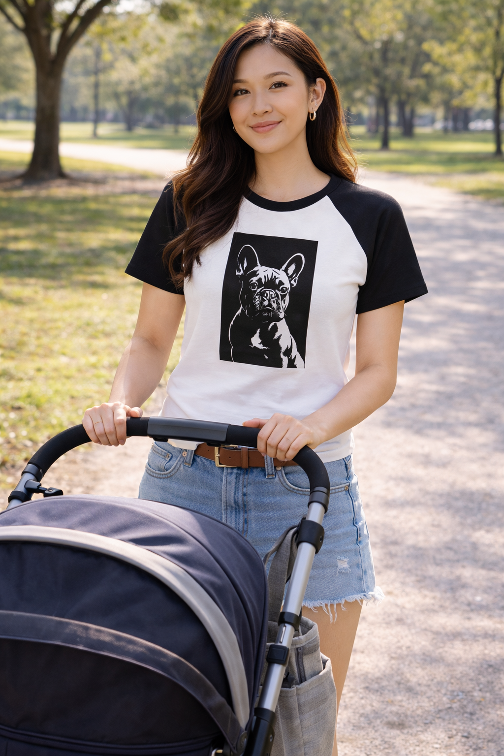 Frenchie Raglan Baby Tee